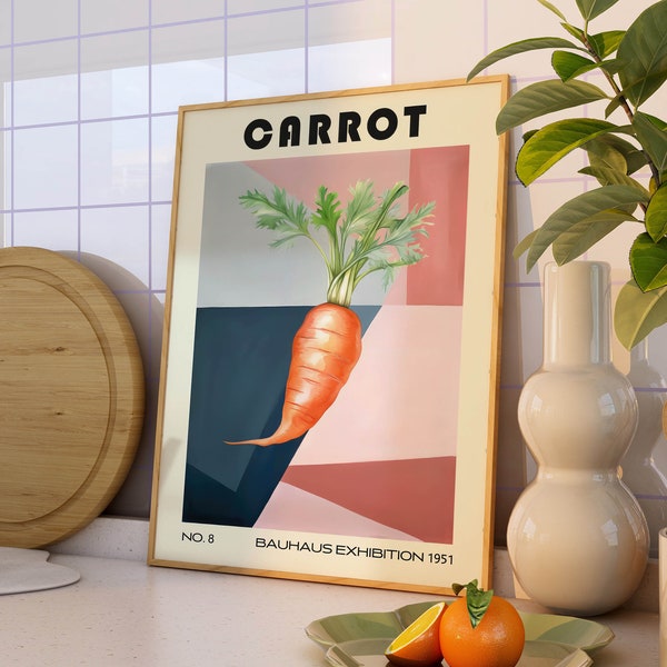 Carrot Decorative Kitchen Print Bauhaus Poster Vintage Decoration