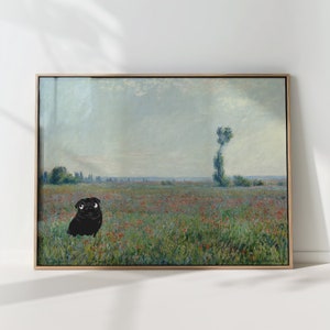 Funny Pug Dog Art Print, Claude Monet Parody, Unique Wall Decor, Gift for Dog Lovers PRINTED on Fine Art Paper