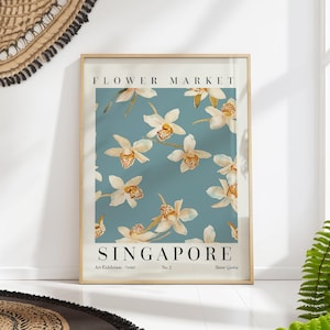 Singapore Flower Market Poster Floral Print Orchid Wall Art PRINTED on Luxury Paper