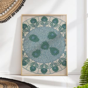 Green Bloom Chinese Print Wildflower Poster Ornamental Botanical Wall Art Original Owen Jones 1867