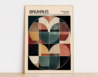 Lámina geométrica Bauhaus: Decoración de pared moderna de mediados de siglo (descarga digital)