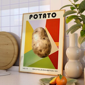 Kartoffel Dekorative Küchen Print Bauhaus Poster Vintage Dekoration druckbare Wand Kunst | digitaler Download