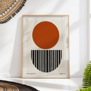 Bauhaus Abstract Art Print - Red & Black Minimalist Geometric Wall Decor