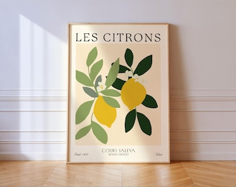 Les Citrons French Lemon Art Print: Retro Kitchen Wall Decor