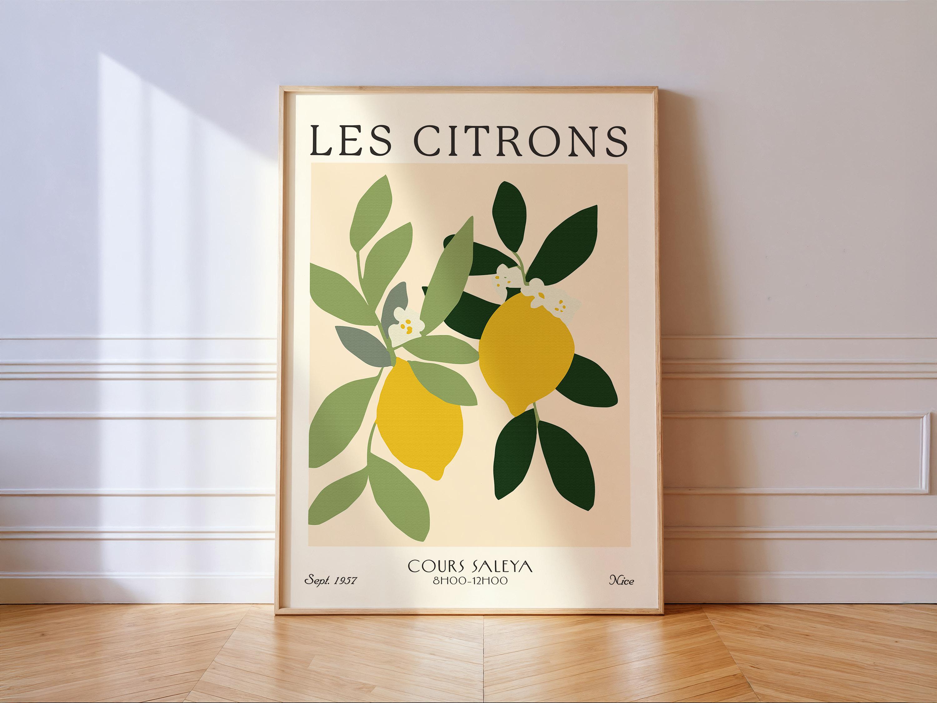 Les Citrons French Lemon Art Print: Retro Kitchen Wall Decor - Etsy