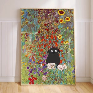 Funny Dog Print Gustav Klimt Poster Garden Wall Art