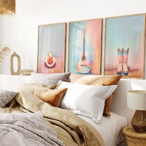 Set of 3 Preppy Wall Art Prints Cowgirl Posters PRINTED on Premium Paper