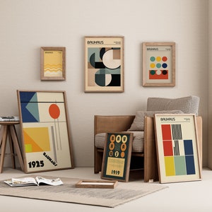 Ensemble de 133 affiches du Bauhaus, impression d'art mural imprimable premium, lot géométrique abstrait minimaliste moderne du milieu du siècle téléchargement numérique image 5