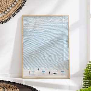 Minimalist Beach Coastal Print Pastel Blue Poster Nautical Boho Wall Art PRINTED on Premium Paper