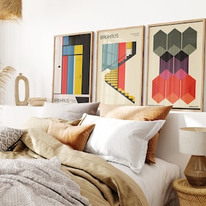 Set of 3 Architecture Bauhaus Posters Midcentury Modern Wall Art