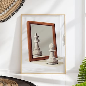 Chess Pawn & King Art Print: Funny Nerd Game Room Decor