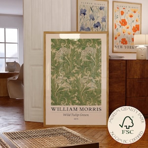 William Morris Poster Flower Print Wild Tulip Green Botanical Wall Art Original 1875 PRINTED on Luxury Paper