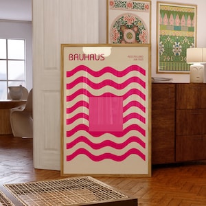 Minimalist Pink Bauhaus Exhibition Print Mid-Century Modern Art Poster PRINTED on Luxury Paper