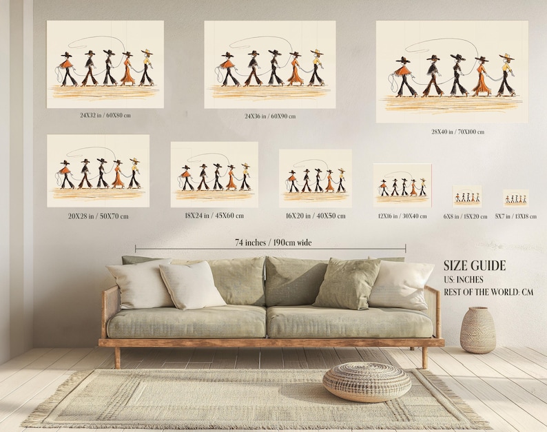 Line Dancing Cowgirls Art Print – Western Wall Art, Boho Cowgirl Decor image 6