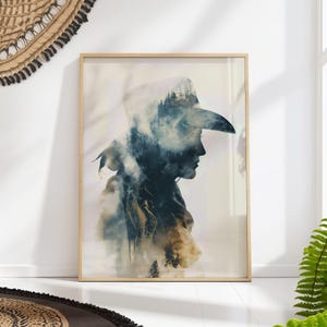 Cowgirl Wall Art Western Woman Print Forest Nature Silhouette Decor