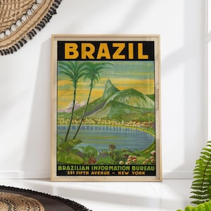 Vintage Rio de Janeiro Poster - Retro Brazil Travel Art, Christ the Redeemer, Tropical Wall Decor, Mid-Century Modern Print