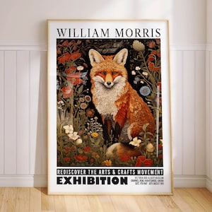 Fox Print William Morris Exhibition Poster Animal Wall Art Flower Decor PRINTED on Luxury Paper