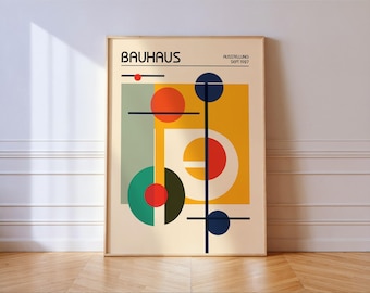 Bauhaus Abstract Circles Poster Geometric Design Retro Art Print
