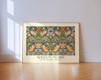 William Morris Strawberry Thief Art Print: Botanical Landscape Poster