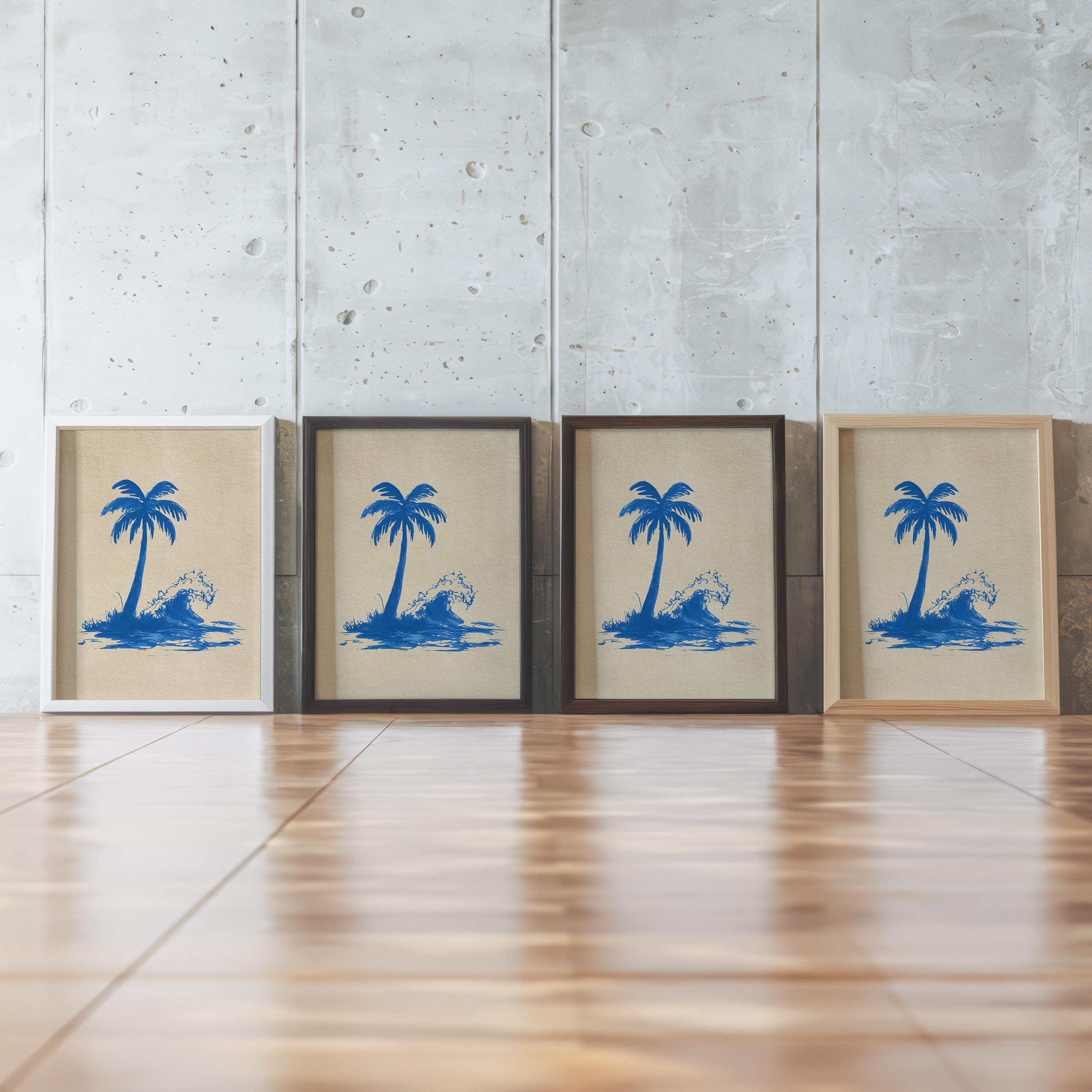 Coastal Cowgirl Wall Art Set of 3 - Indigo Blue Beach Gallery Prints - Etsy