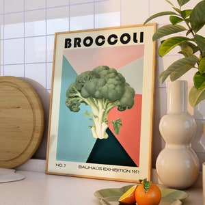 Broccoli Decorative Kitchen Print Bauhaus Poster Vintage Decoration