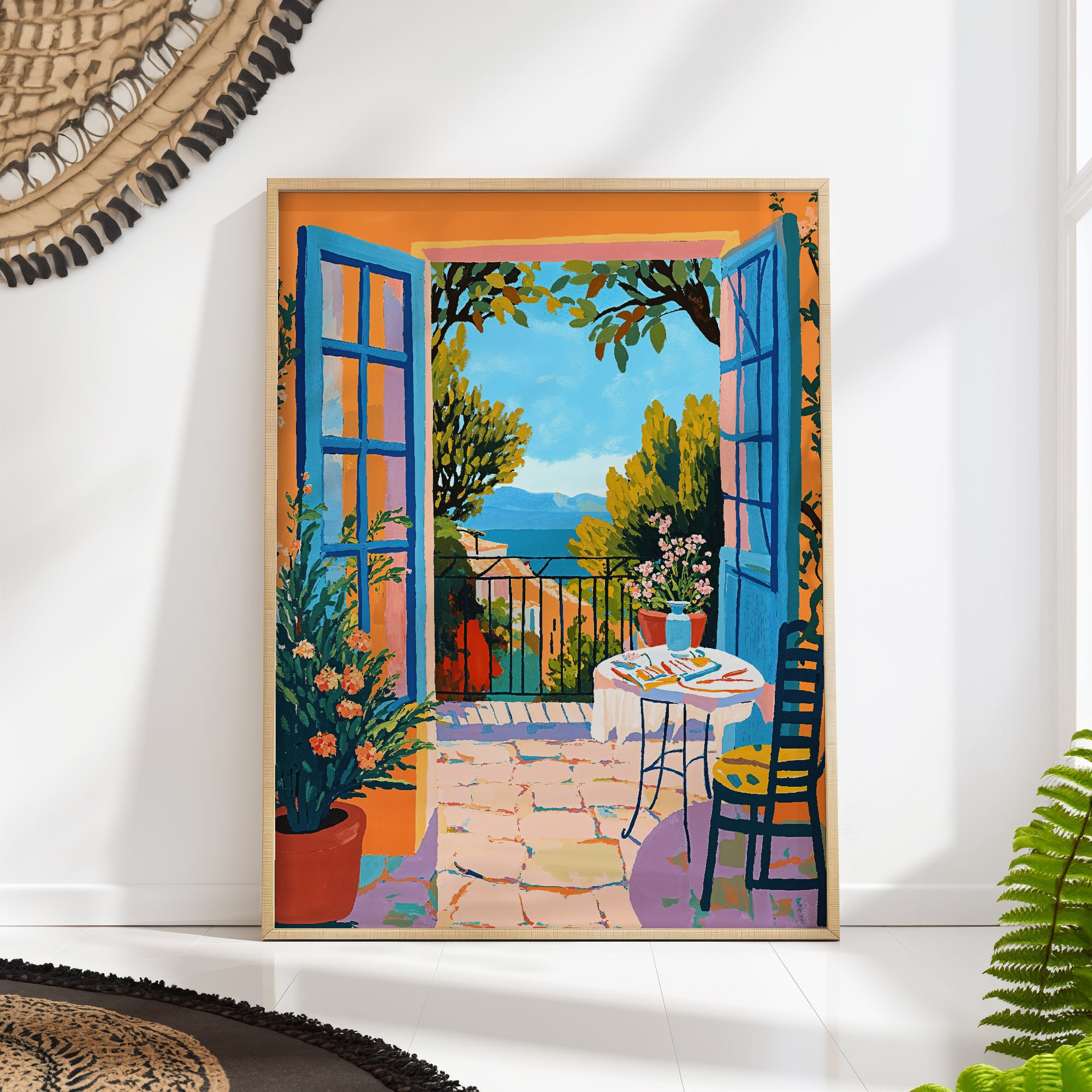 Mediterranean Window View Art Print - Matisse Inspired Landscape Wall ...