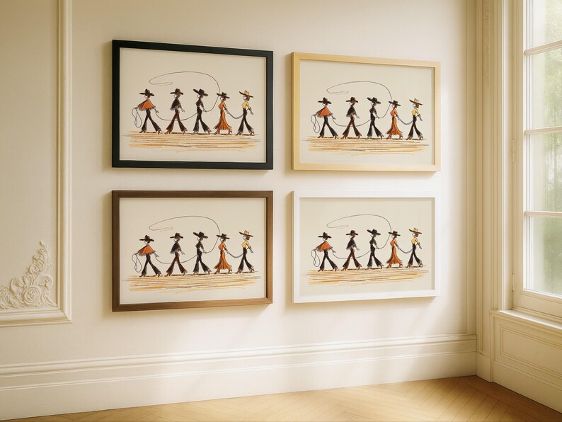 Line Dancing Cowgirls Art Print – Western Wall Art, Boho Cowgirl Decor image 7