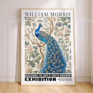 Peacock Print William Morris Exhibition Poster Animal Wall Art Flower Decor PRINTED on Luxury Paper