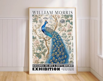 Peacock Print William Morris Exhibition Poster Animal Wall Art Flower Decor PRINTED on Luxury Paper