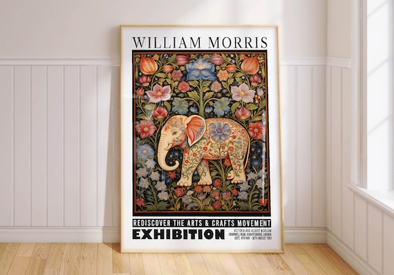 William Morris Elephant Print: Floral Animal Wall Art - Etsy