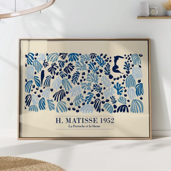 Henri Matisse Blue Art Print: La Perruche et la Sirène Abstract Colorful