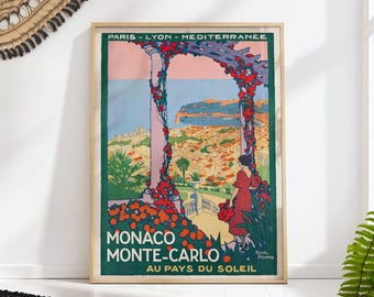Monaco Monte Carlo Travel Poster: Vintage French Riviera Art