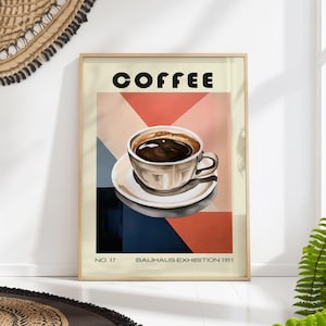 Coffee Decorative Kitchen Print Bauhaus Poster Vintage Decoration