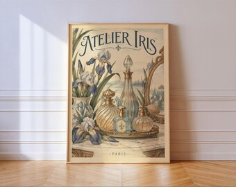 Atelier Iris Perfume Print, Bathroom Vanity Floral Wall Art
