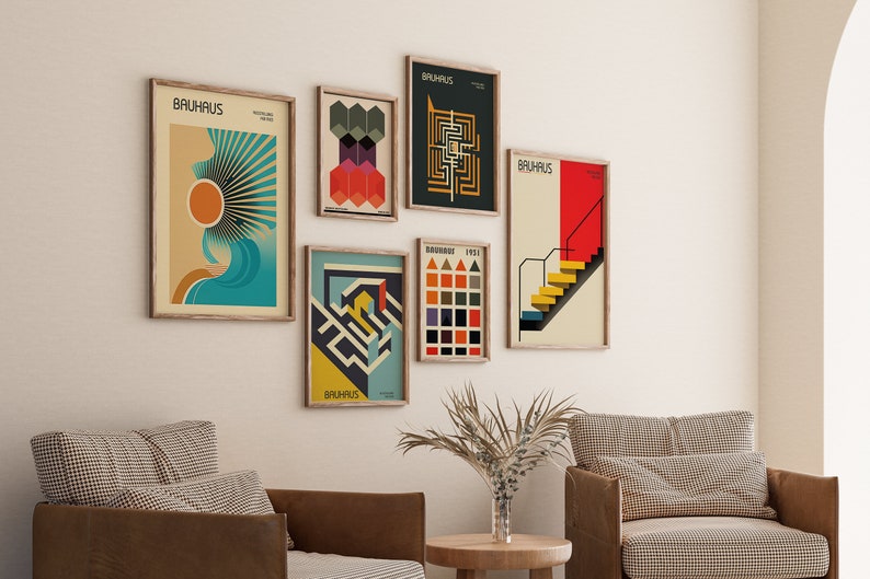 Ensemble de 133 affiches du Bauhaus, impression d'art mural imprimable premium, lot géométrique abstrait minimaliste moderne du milieu du siècle téléchargement numérique image 4