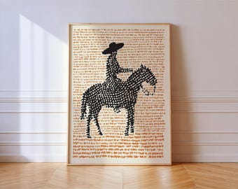 Cowboy Horse Western Wall Art: Abstract Text Art Rider Print
