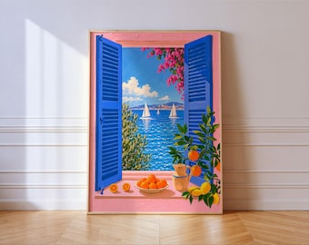 Matisse Coastal Open Window Print, Seaside View Wall Art