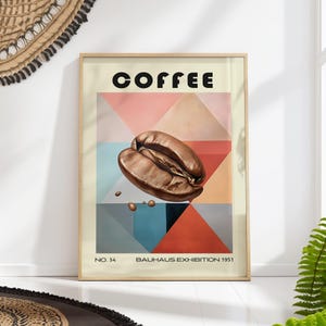 Coffee Bean Decorative Kitchen Print Bauhaus Poster Vintage Decoration