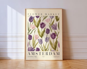 Amsterdam Tulip Flower Market Art Print: Botanical Home Decor