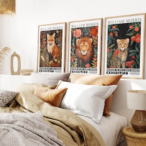 Cheetah Lion Fox William Morris Animal Prints Set of 3 Exhibition Poster Forest Wall Art PRINTED on Luxury Paper
