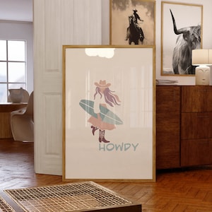 Howdy Print Cowgirl Boot Poster Preppy Wall Decor PRINTED & FRAMED