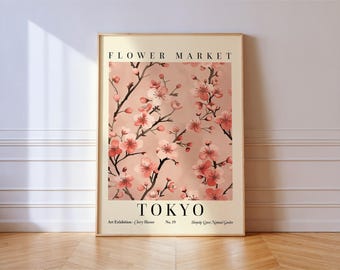 Tokyo Flower Market Poster Floral Print Cherry Blossom Wall Art PRINTED on Luxury Paper