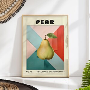 Pear Decorative Kitchen Print Bauhaus Poster Vintage Decoration