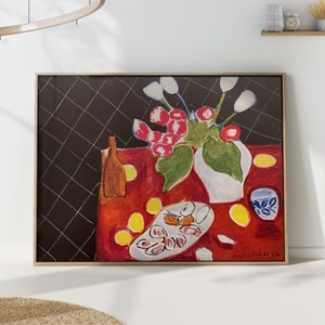 Henri Matisse Tulips and Oysters Kitchen Print Original Midcentury Modern Wall Art Still Life 1943