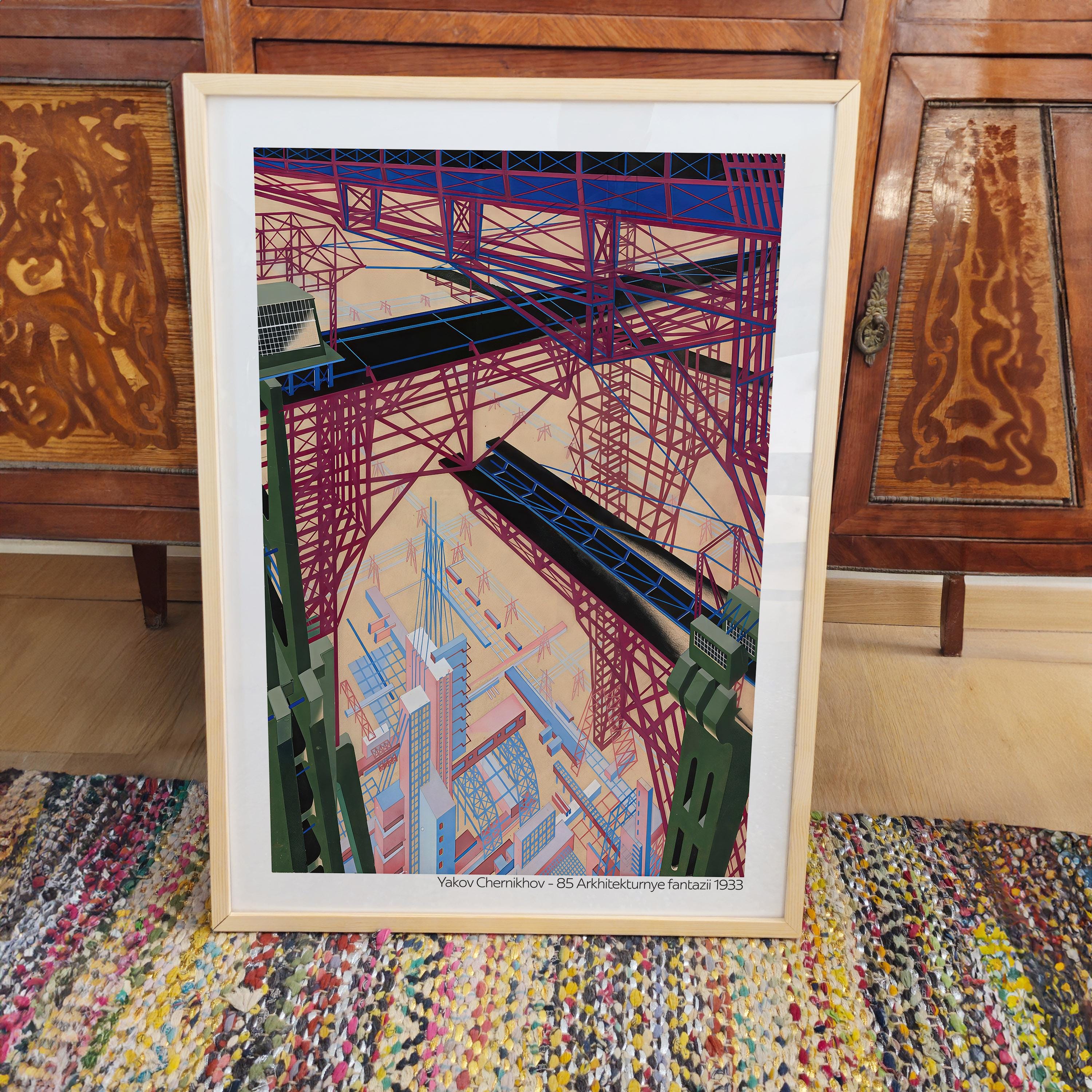 Yakov Chernikov Architecture Fantasy Print – Russian