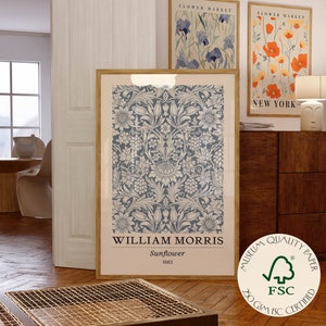 William Morris Poster Flower Print Sunflower Botanical Wall Art Original 1883 PRINTED on Luxury Paper