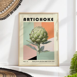Artichoke Decorative Kitchen Print Bauhaus Poster Vintage Decoration