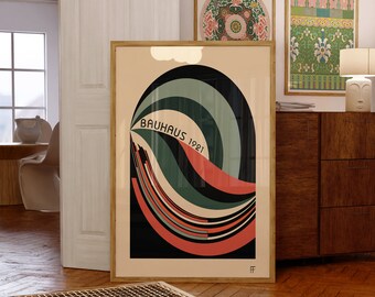 Bauhaus Abstract Poster Modernist Art Print Curvilinear Design Gift for Art Collectors