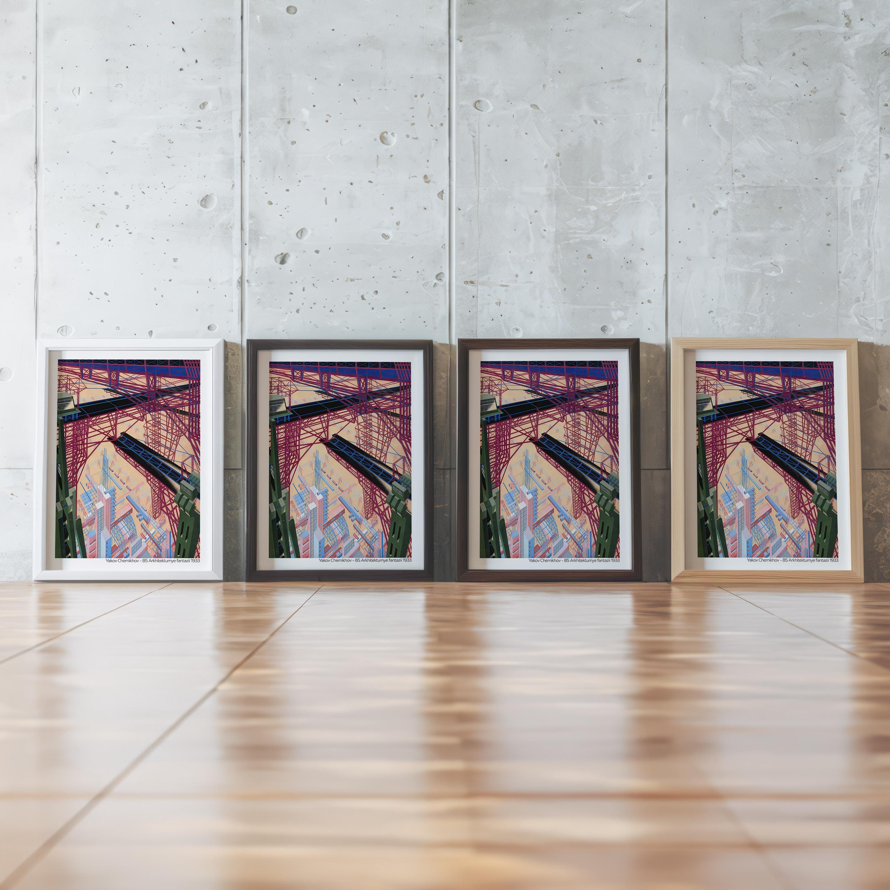 Yakov Chernikov Architecture Fantasy Print – Russian
