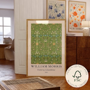 William Morris Poster Flower Print Violet & Columbine Botanical Wall Art Original 1883 PRINTED on Luxury Paper